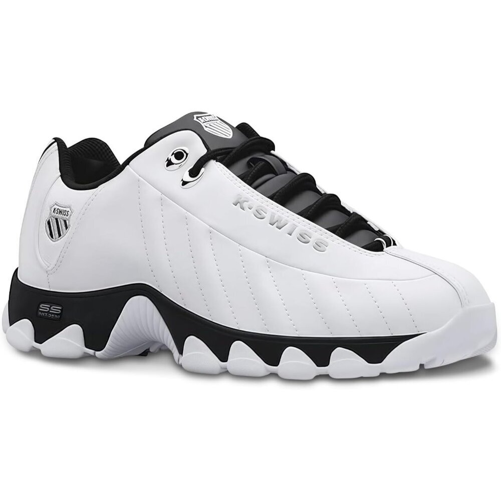 K-swiss Men's White/black Wide Tennis Dad Walking Leather Upper Sneaker Shoes